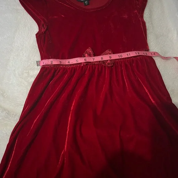 George Red Velvet Dress with Sequin Accents - Picture 10 of 11